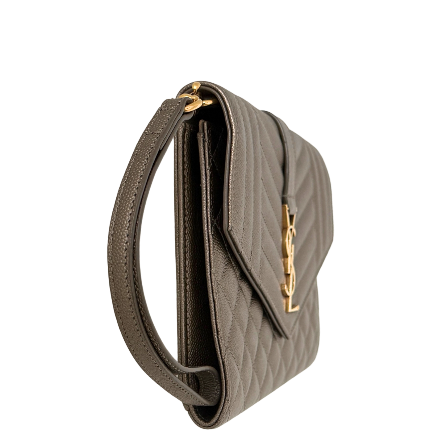 Saint Laurent Envelope Tasche mit Überschlag Metallic Taupe / neuwertig Saint Laurent