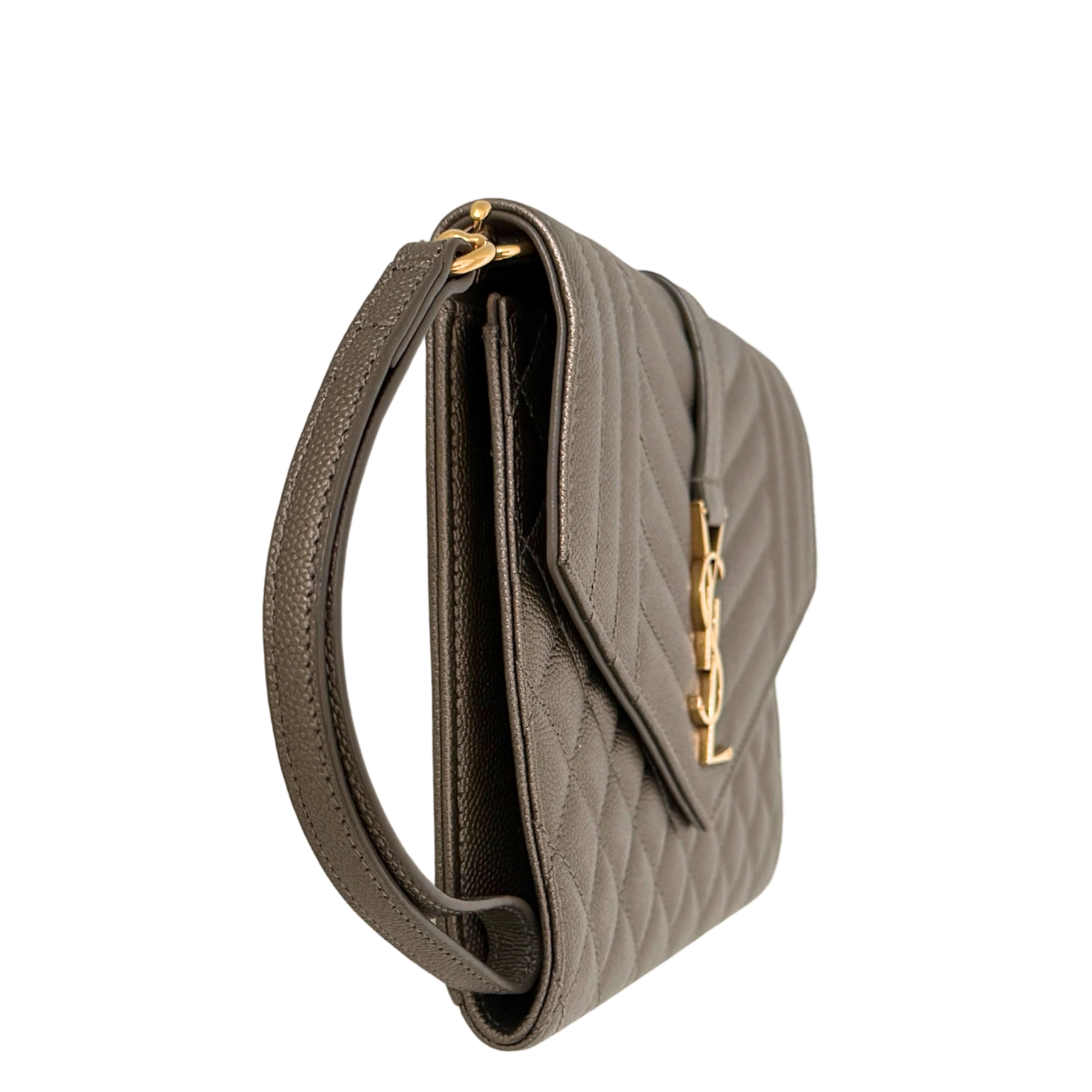 Saint Laurent Envelope Tasche mit Überschlag Metallic Taupe / neuwertig Saint Laurent