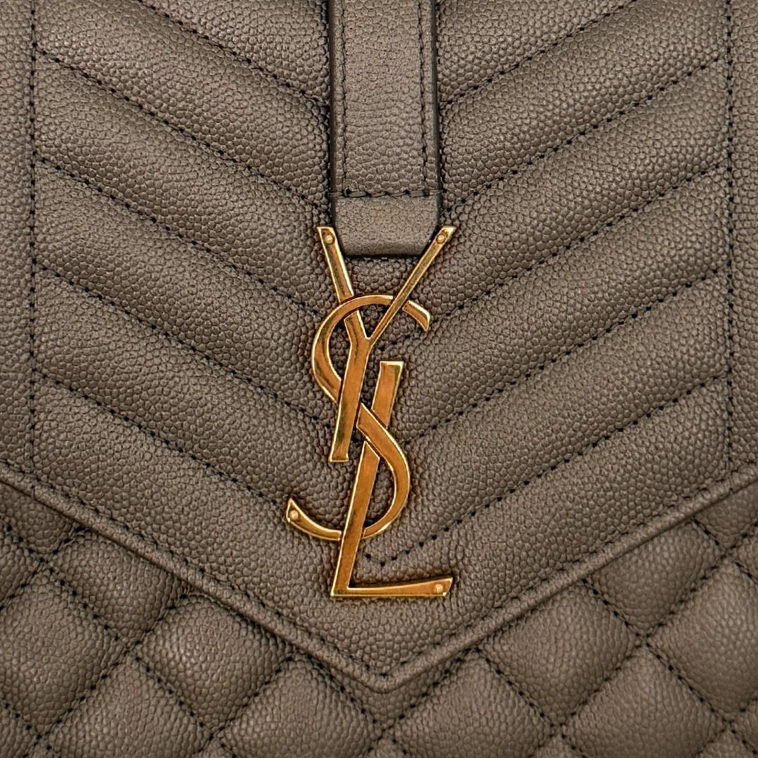 Saint Laurent Envelope Tasche mit Überschlag Metallic Taupe / neuwertig Saint Laurent