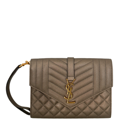 Saint Laurent Envelope Tasche mit Überschlag Metallic Taupe / neuwertig Saint Laurent