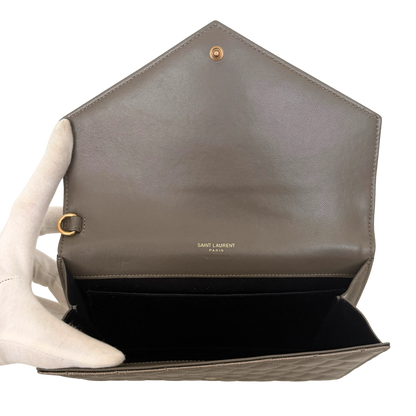 Saint Laurent Envelope Tasche mit Überschlag Metallic Taupe / neuwertig Saint Laurent