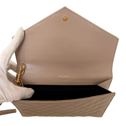 Saint Laurent Envelope Tasche mit Überschlag Dark Beige / neuwertig Saint Laurent