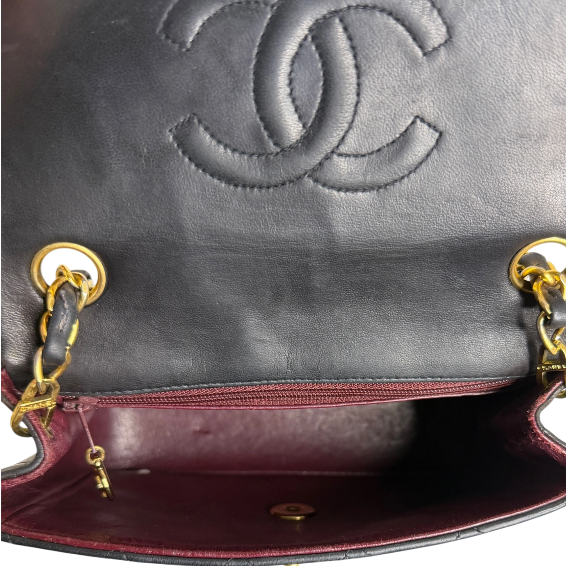 Chanel Timeless Mini Classic Flap schwarz GHW Vintage / gut Chanel