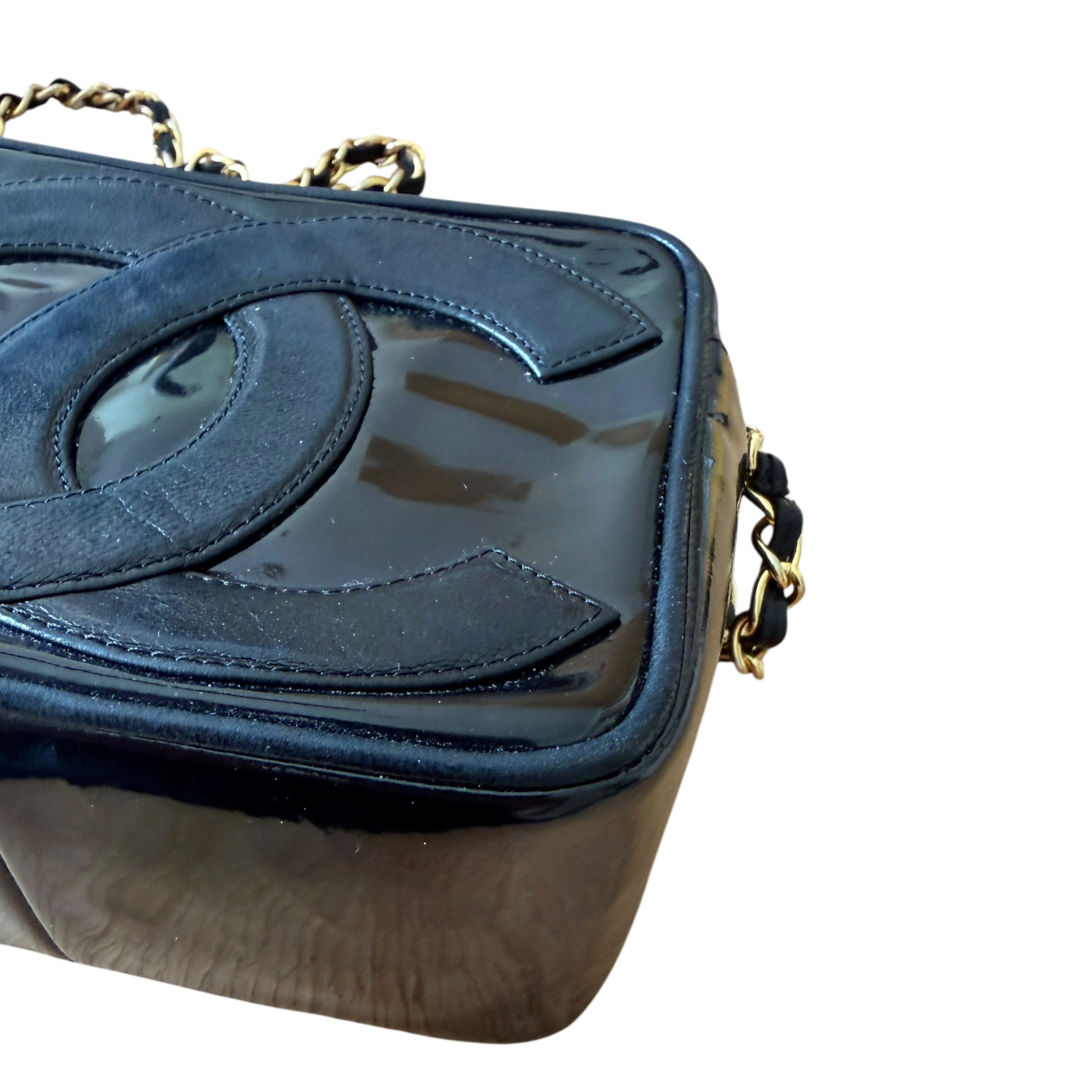 Chanel Vintage Lackleder Camerabag GHW / gut Chanel