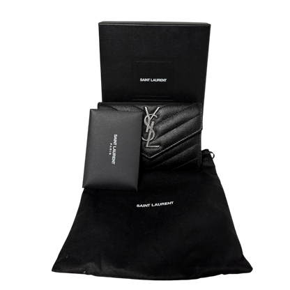 Saint Laurent Cassandre Geldbörse small Leder silberne Hardware / sehr gut Saint Laurent
