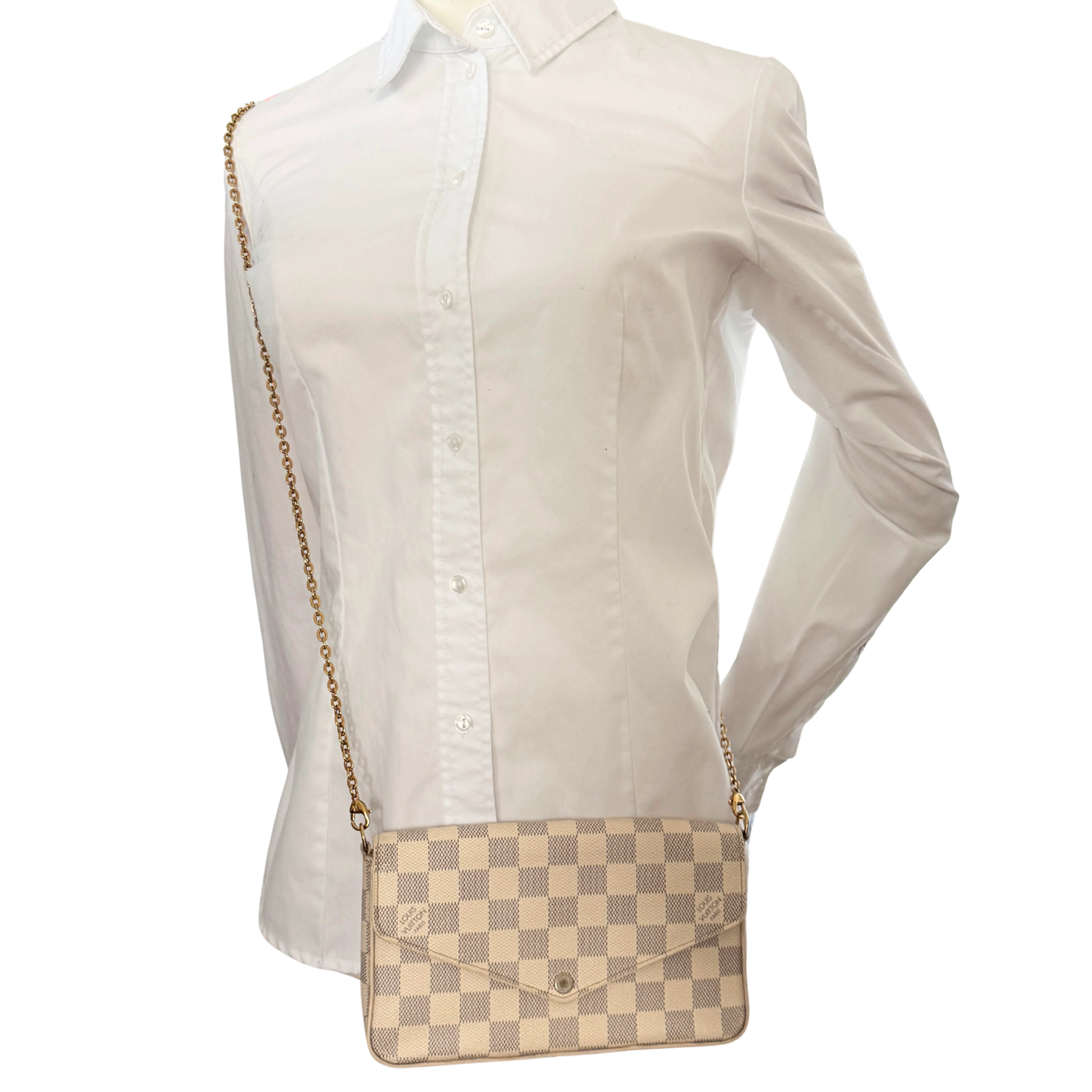 Louis Vuitton Félicie Pochette Damier Azur Canvas N40491 Beige / gut Louis Vuitton