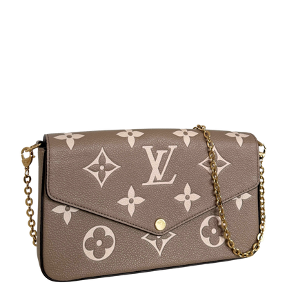 Louis Vuitton Félicie Pochette Monogram Empreinte Tourterelle Creme / sehr gut Louis Vuitton