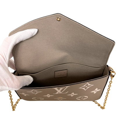 Louis Vuitton Félicie Pochette Monogram Empreinte Tourterelle Creme / sehr gut Louis Vuitton