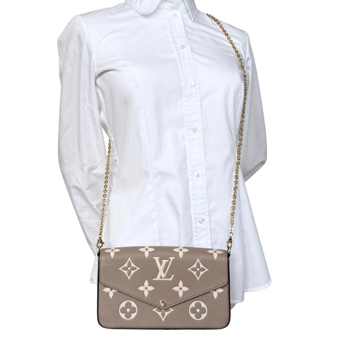 Louis Vuitton Félicie Pochette Monogram Empreinte Tourterelle Creme / sehr gut Louis Vuitton