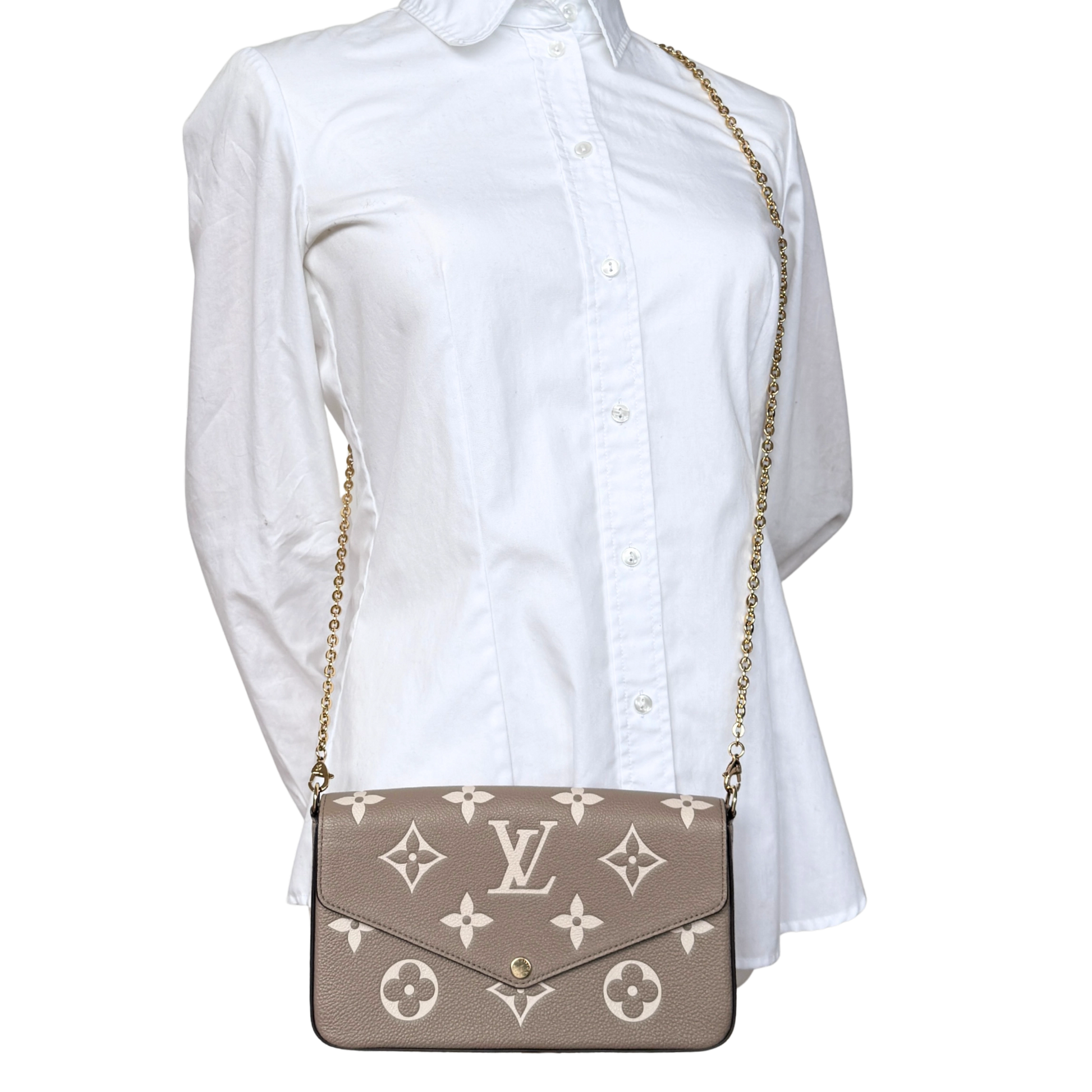 Louis Vuitton Félicie Pochette Monogram Empreinte Tourterelle Creme / sehr gut Louis Vuitton