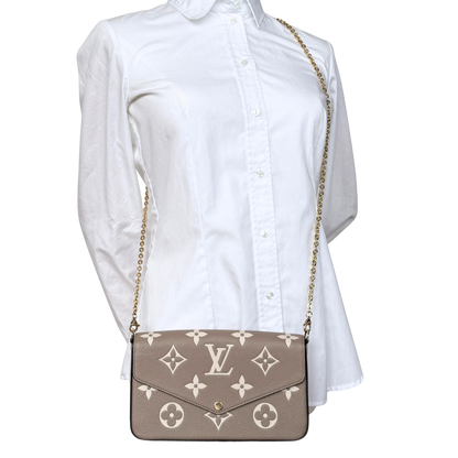 Louis Vuitton Félicie Pochette Monogram Empreinte Tourterelle Creme / sehr gut Louis Vuitton