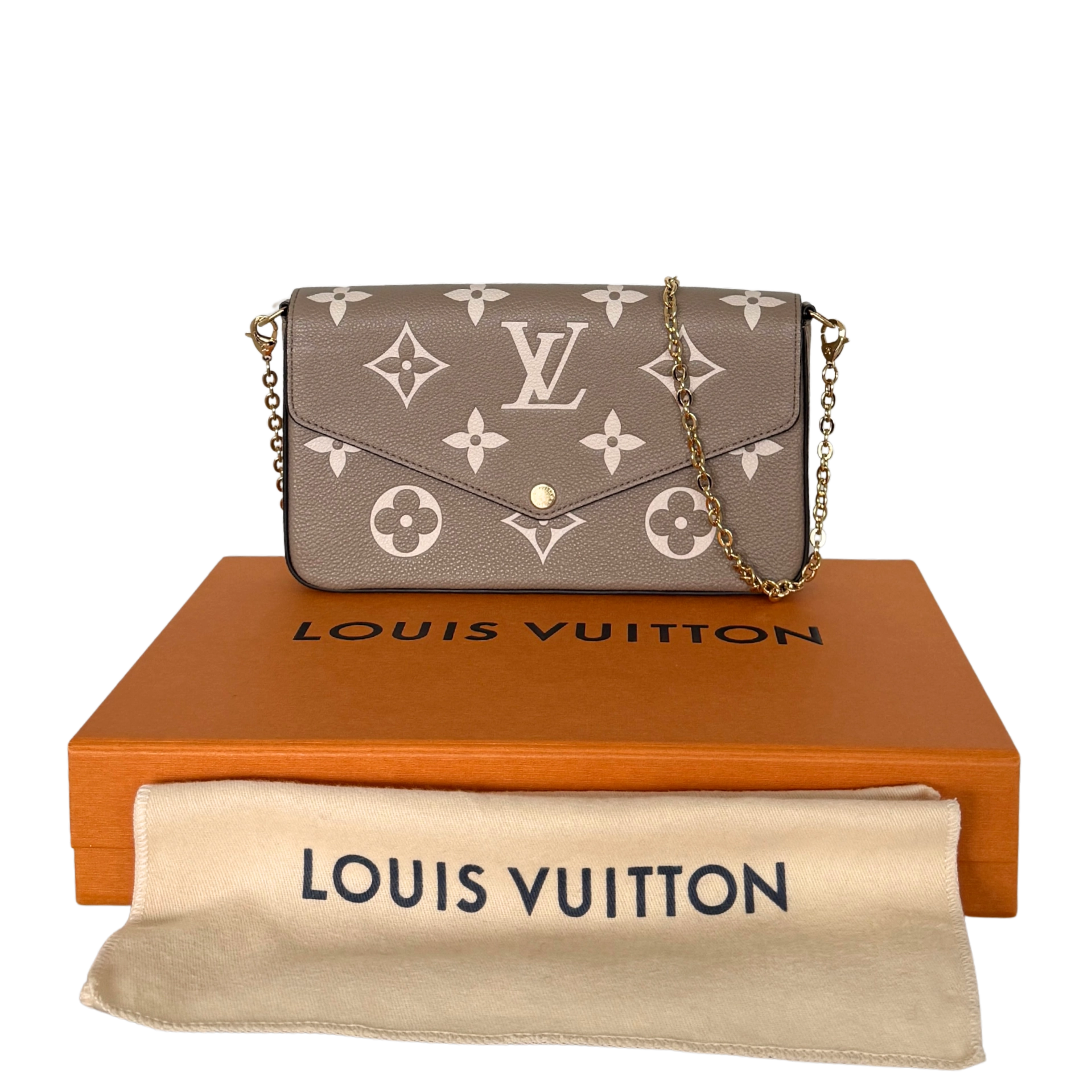Louis Vuitton Félicie Pochette Monogram Empreinte Tourterelle Creme / sehr gut Louis Vuitton