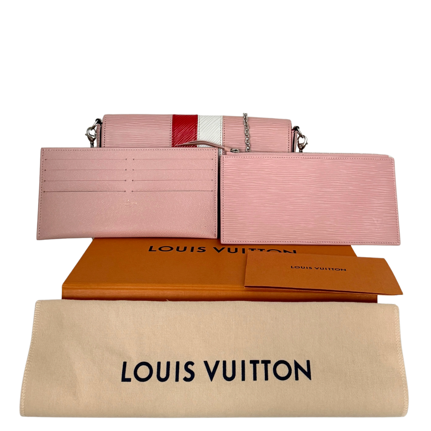 Louis Vuitton Pochette Félicie Umhängetasche Epi-Leder Stripes Rosa Fullset / sehr gut Louis Vuitton