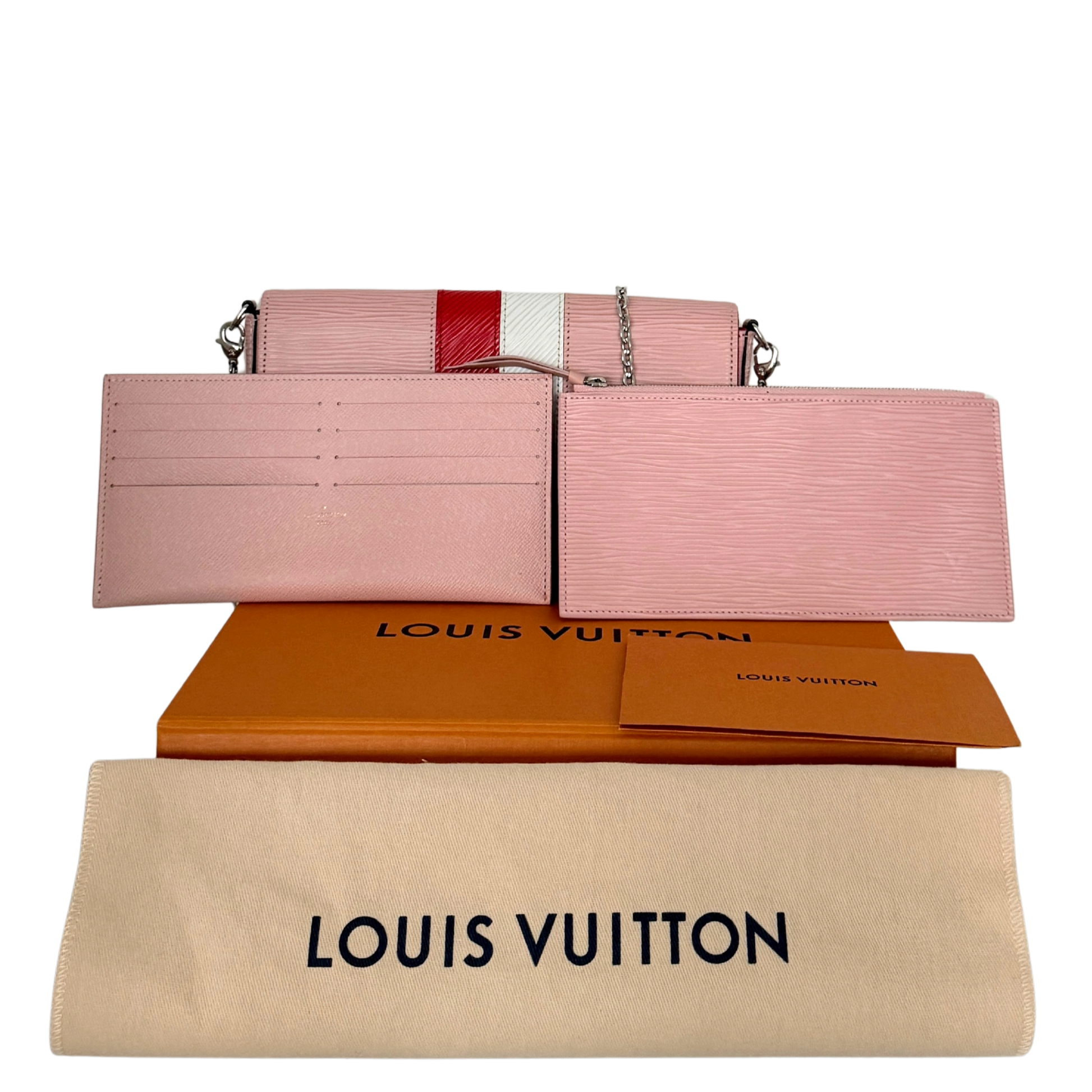 Louis Vuitton Pochette Félicie Umhängetasche Epi-Leder Stripes Rosa Fullset / sehr gut Louis Vuitton