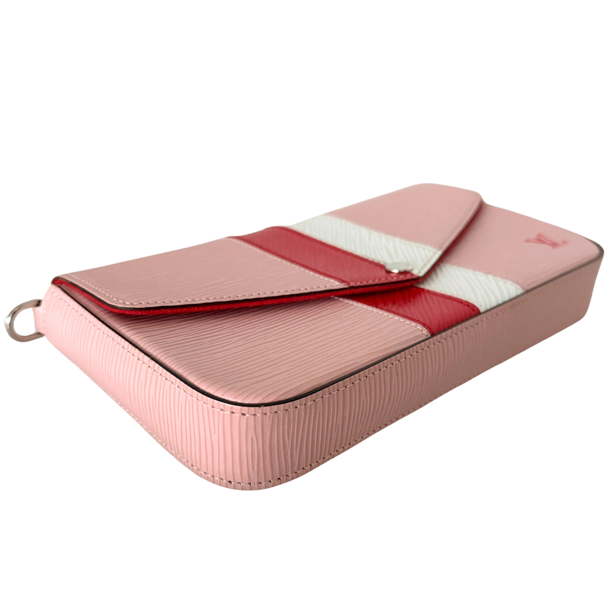 Louis Vuitton Pochette Félicie Umhängetasche Epi-Leder Stripes Rosa Fullset / sehr gut Louis Vuitton