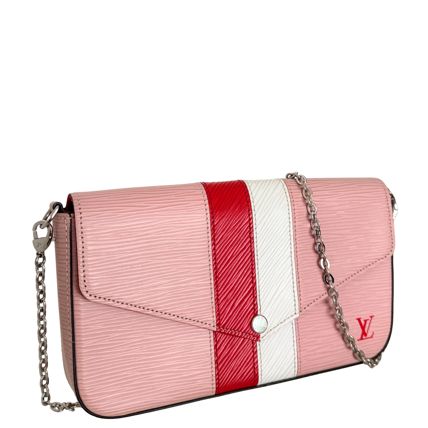 Louis Vuitton Pochette Félicie Umhängetasche Epi-Leder Stripes Rosa Fullset / sehr gut Louis Vuitton