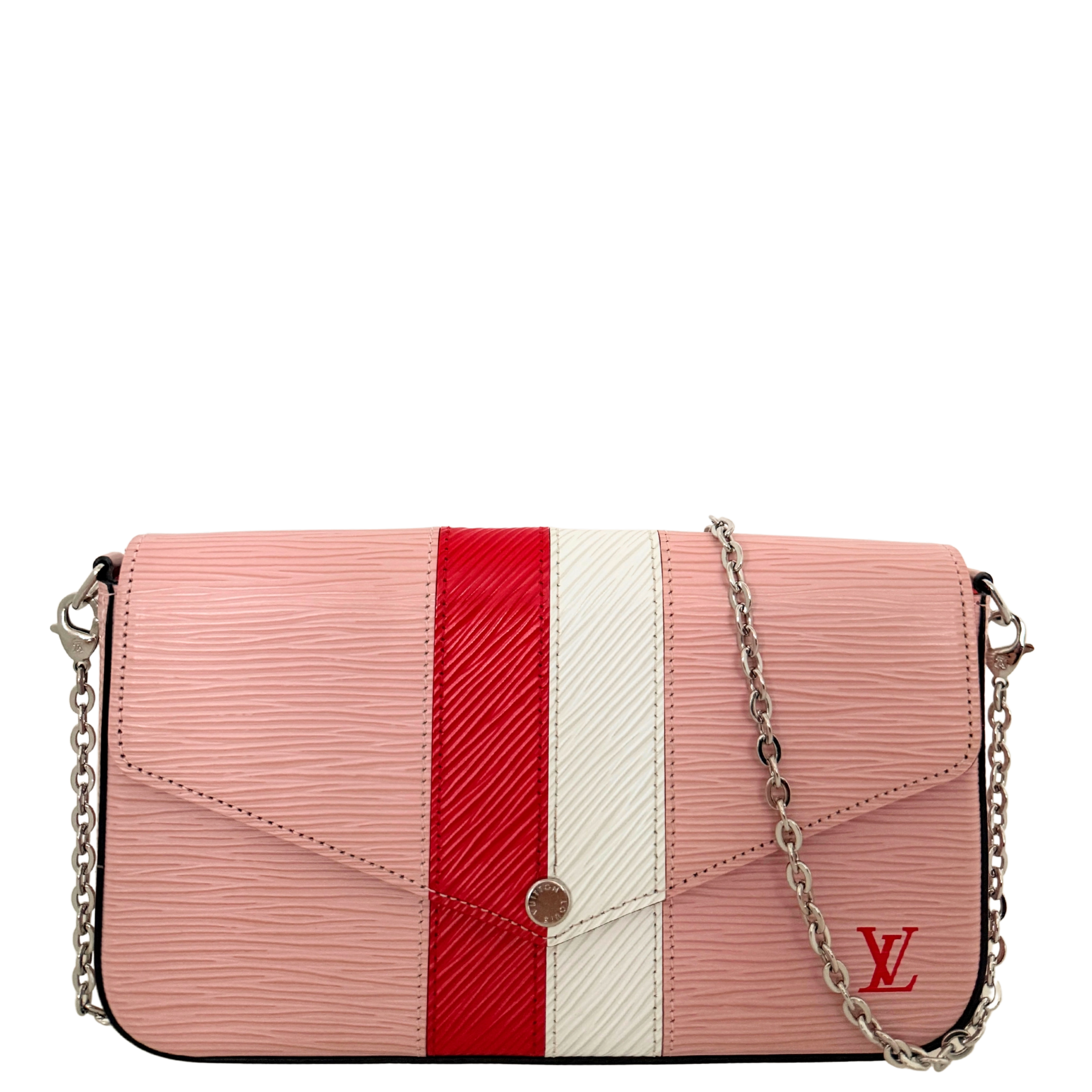 Louis Vuitton Pochette Félicie Umhängetasche Epi-Leder Stripes Rosa Fullset / sehr gut Louis Vuitton