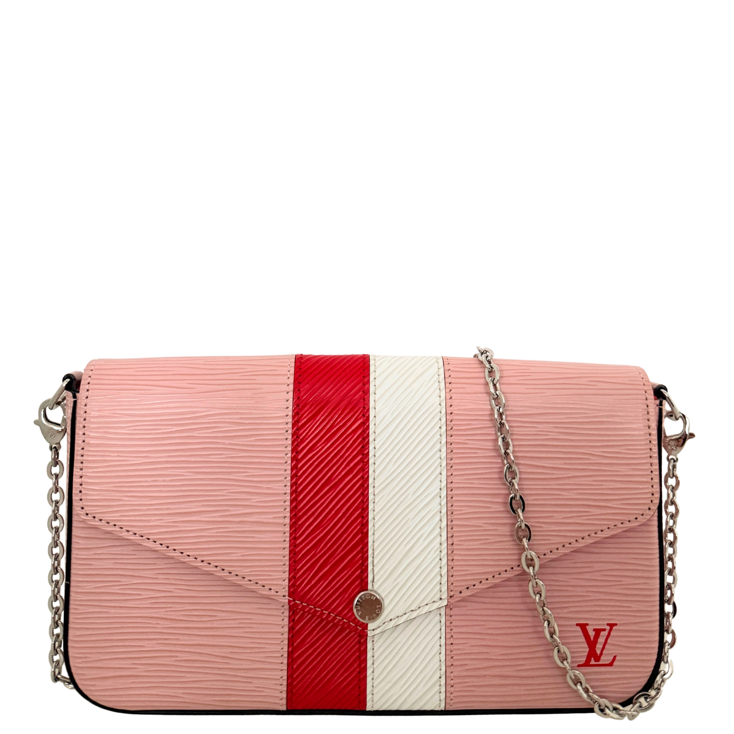 Louis Vuitton Pochette Félicie Umhängetasche Epi-Leder Stripes Rosa Fullset / sehr gut Louis Vuitton