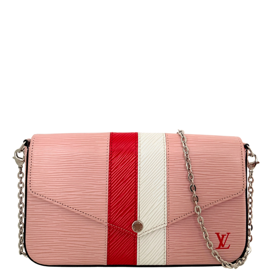 Louis Vuitton Pochette Félicie Umhängetasche Epi-Leder Stripes Rosa Fullset / sehr gut Louis Vuitton