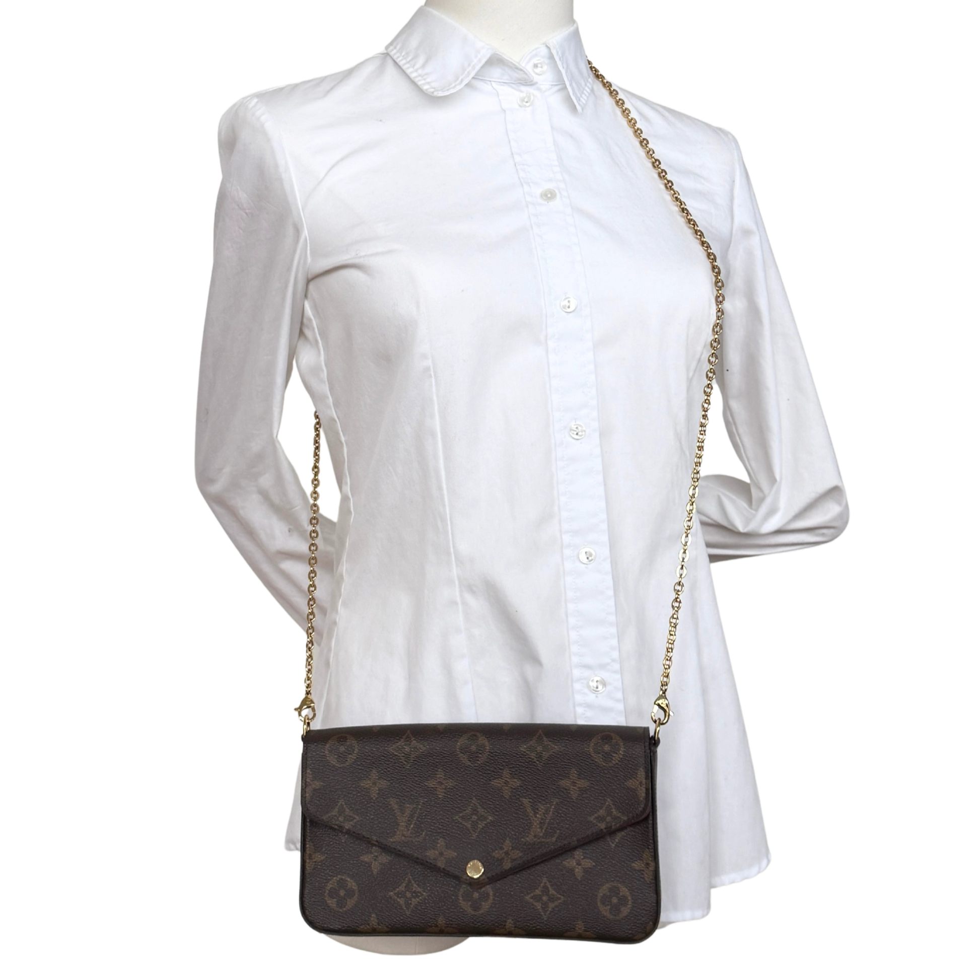 Louis Vuitton Félicie Pochette Braun / sehr gut Louis Vuitton