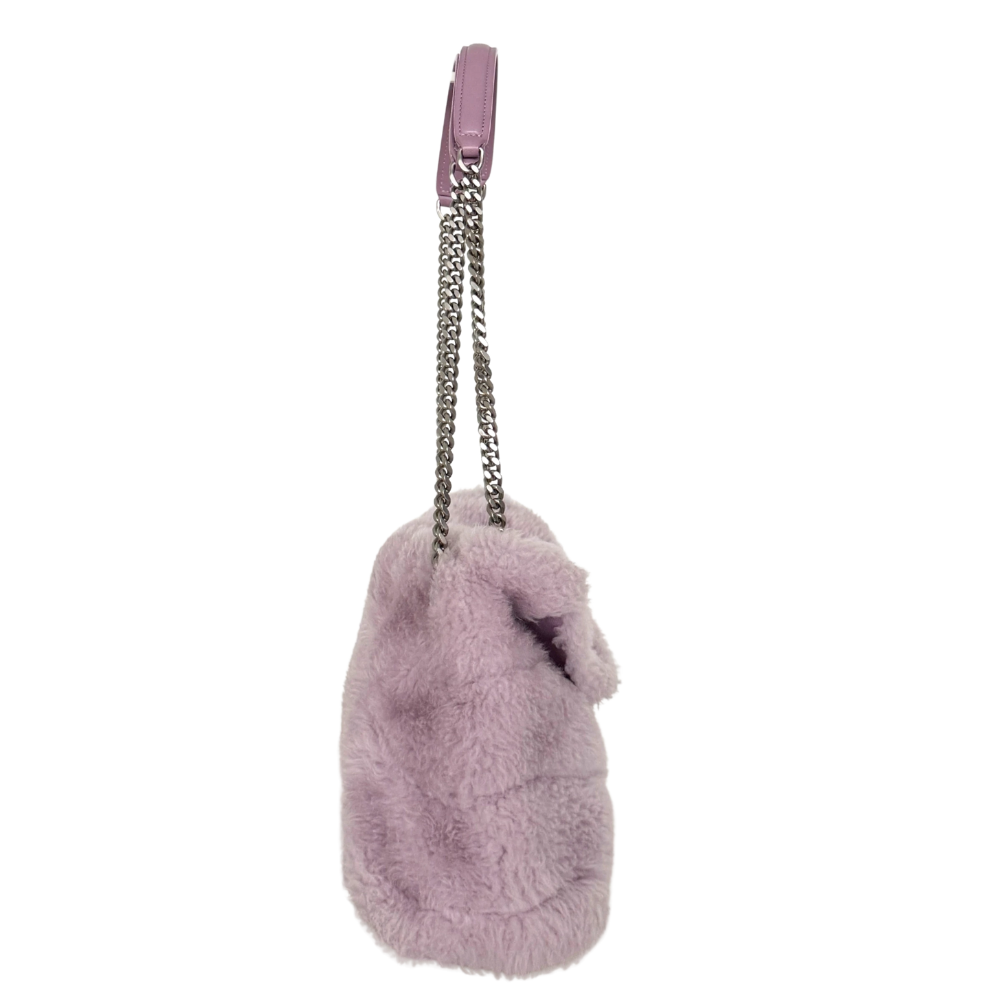 Saint Laurent Loulou Puffer Small Shearling Schultertasche Flieder / sehr gut Saint Laurent