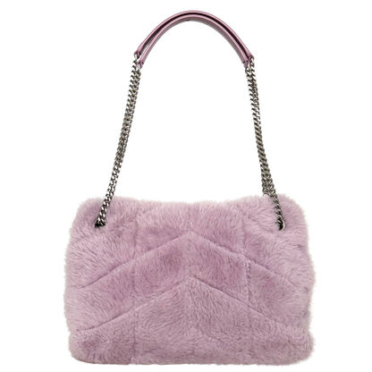 Saint Laurent Loulou Puffer Small Shearling Schultertasche Flieder / sehr gut Saint Laurent