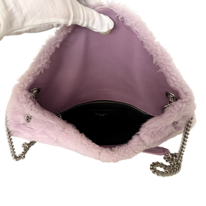 Saint Laurent Loulou Puffer Small Shearling Schultertasche Flieder / sehr gut Saint Laurent