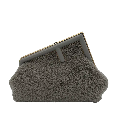 Fendi First klein Lammfell grau / ungetragen Fendi
