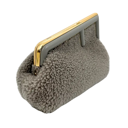Fendi First klein Lammfell grau / ungetragen Fendi
