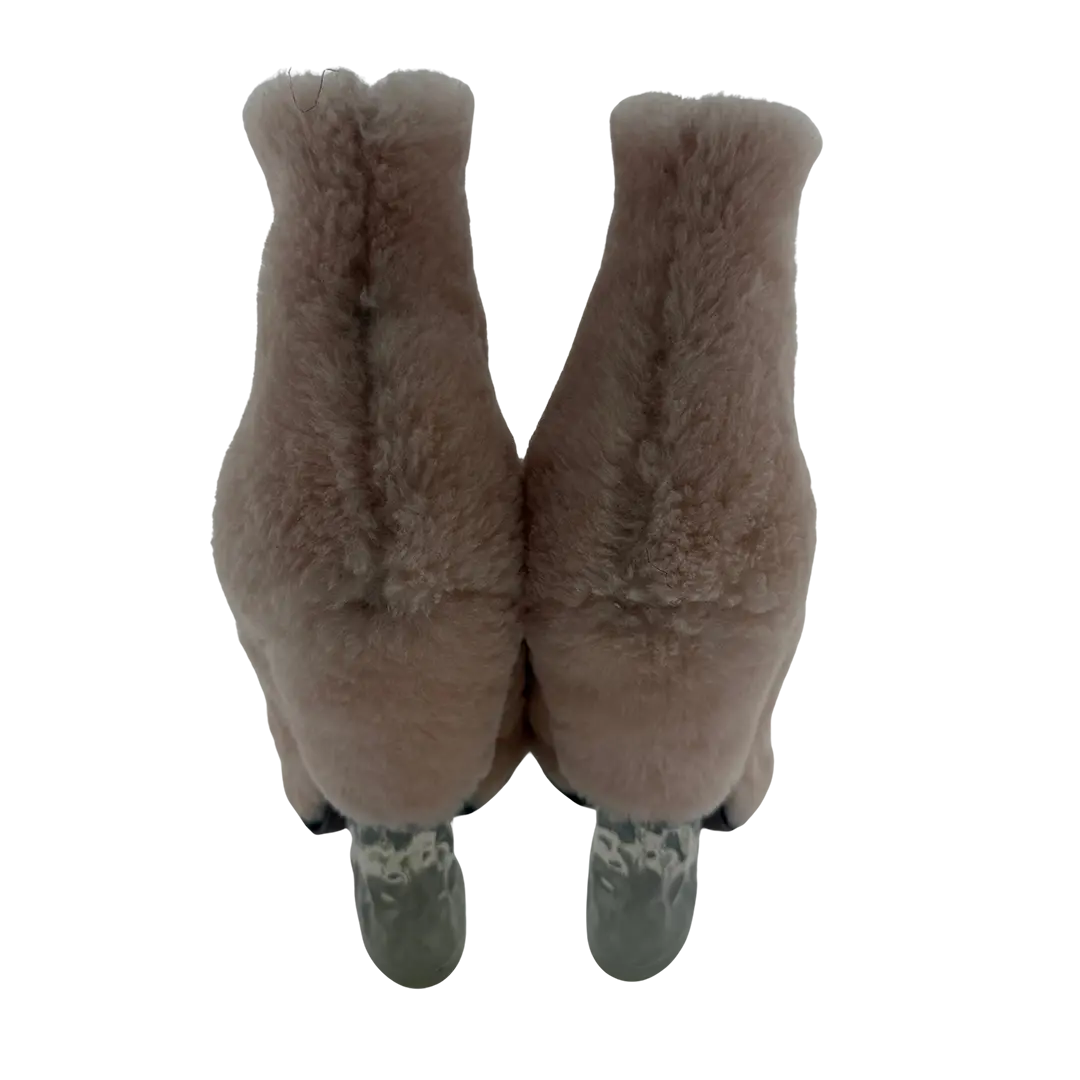 Fendi Shearling Ankle Boot Ice Heel rosa Größe 38 / usehr gut Fendi