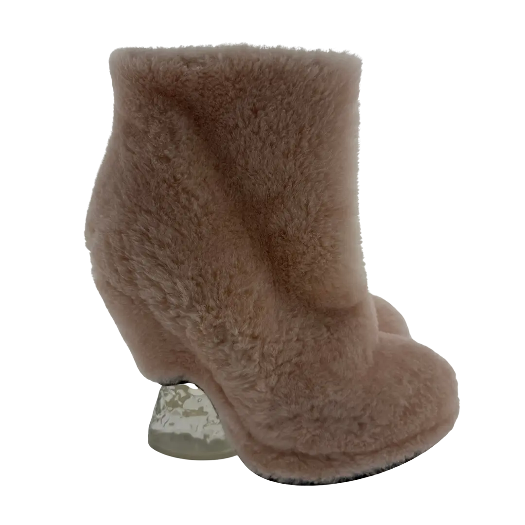 Fendi Shearling Ankle Boot Ice Heel rosa Größe 38 / usehr gut Fendi