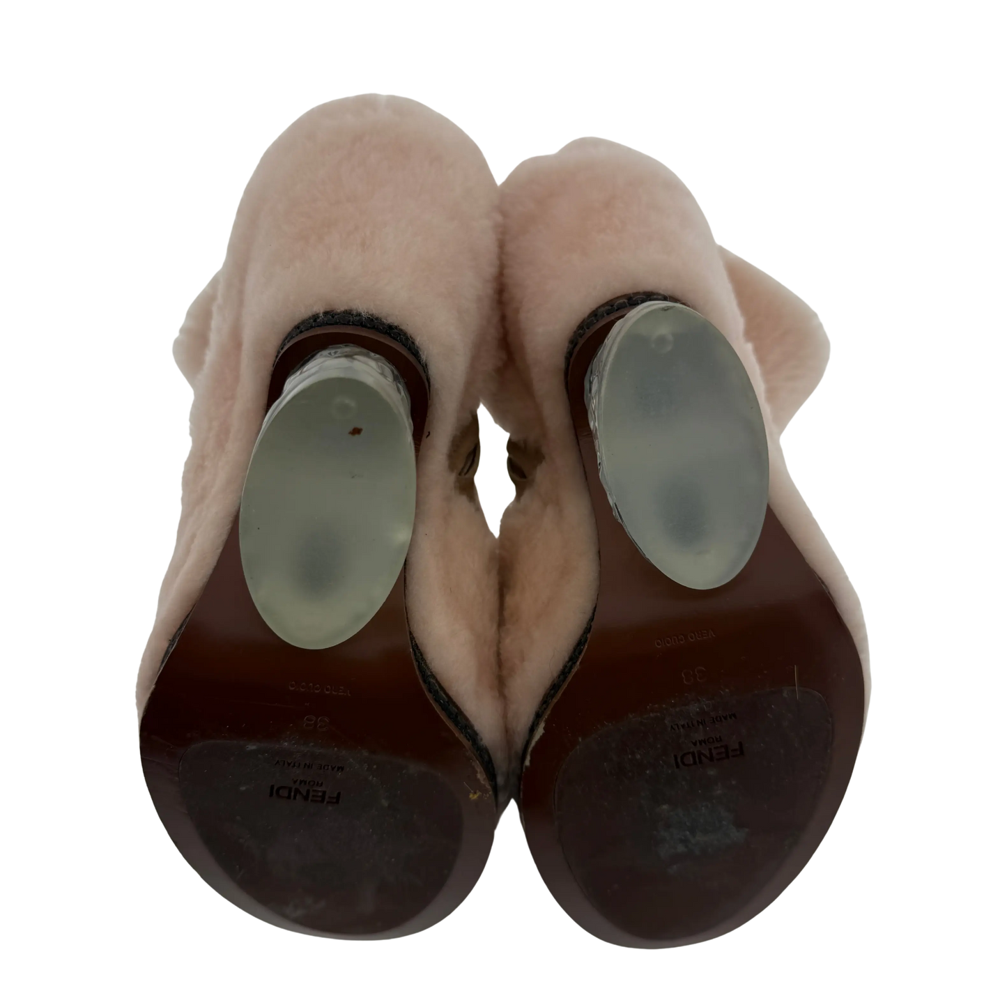 Fendi Shearling Ankle Boot Ice Heel rosa Größe 38 / usehr gut Fendi