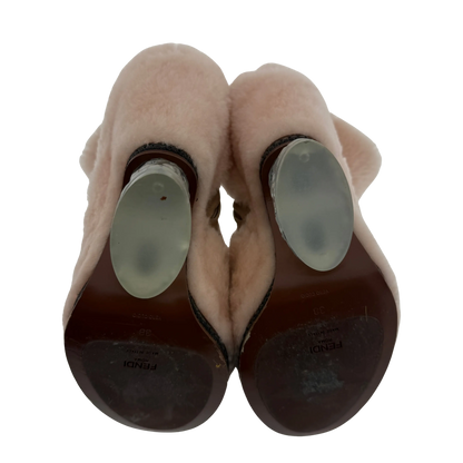 Fendi Shearling Ankle Boot Ice Heel rosa Größe 38 / usehr gut Fendi