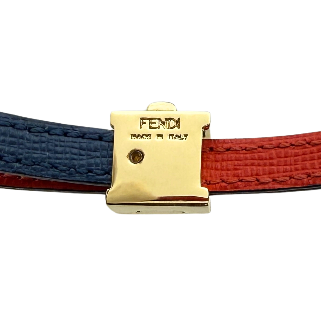 Fendi gewickeltes wendbares Lederarmband Rot Blau / sehr gut Fendi