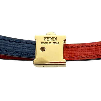 Fendi gewickeltes wendbares Lederarmband Rot Blau / sehr gut Fendi