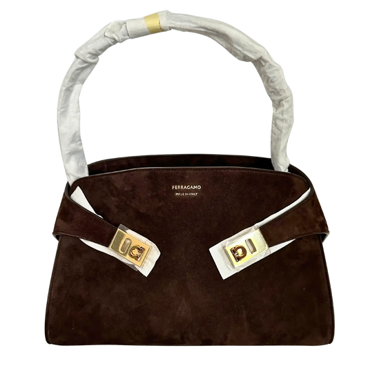 Ferragamo Hug Tote Bag aus Veloursleder braun / ungetragen Salvatore Ferragamo