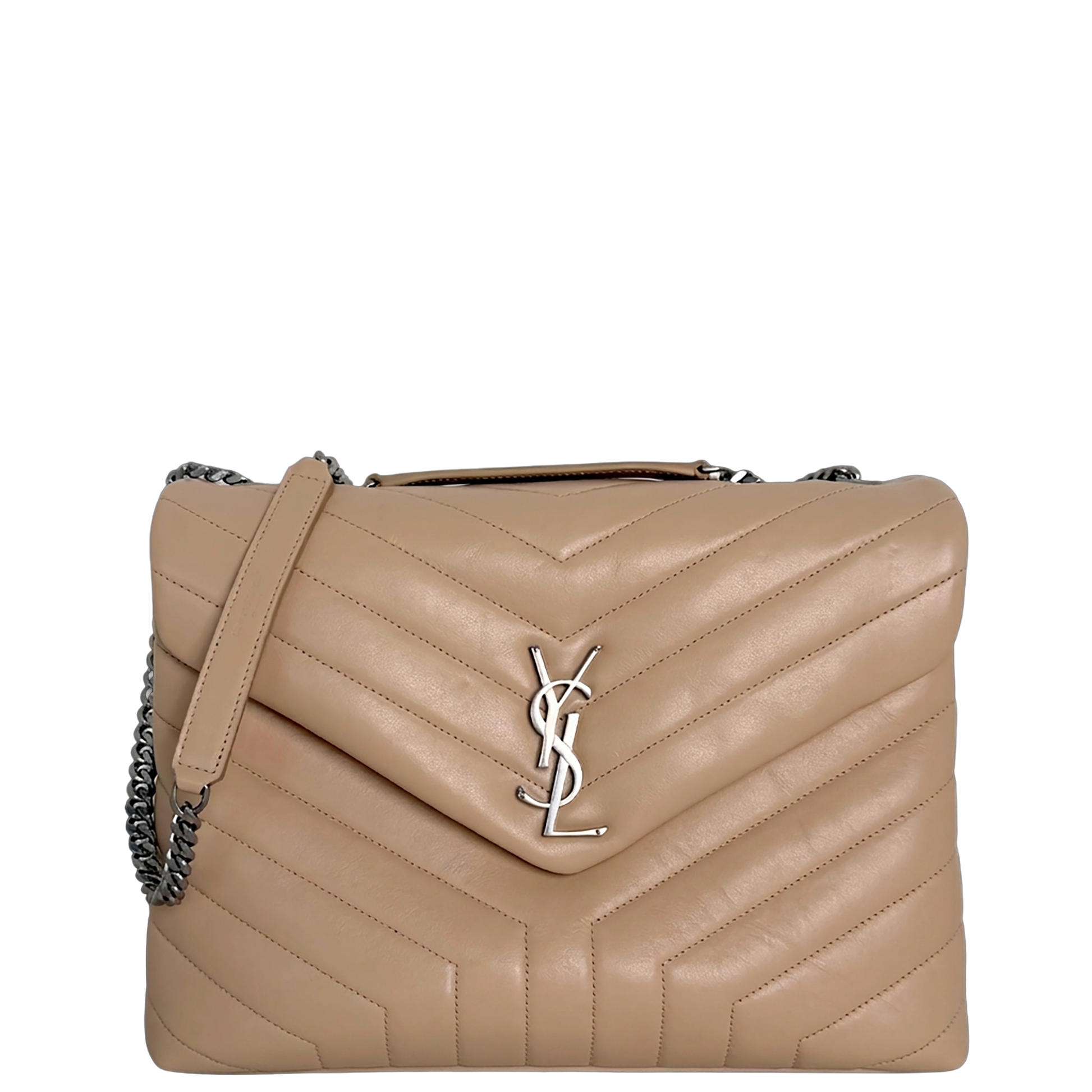 Saint Laurent YSL LouLou Medium Leder beige silber Hardware / sehr gut Saint Laurent