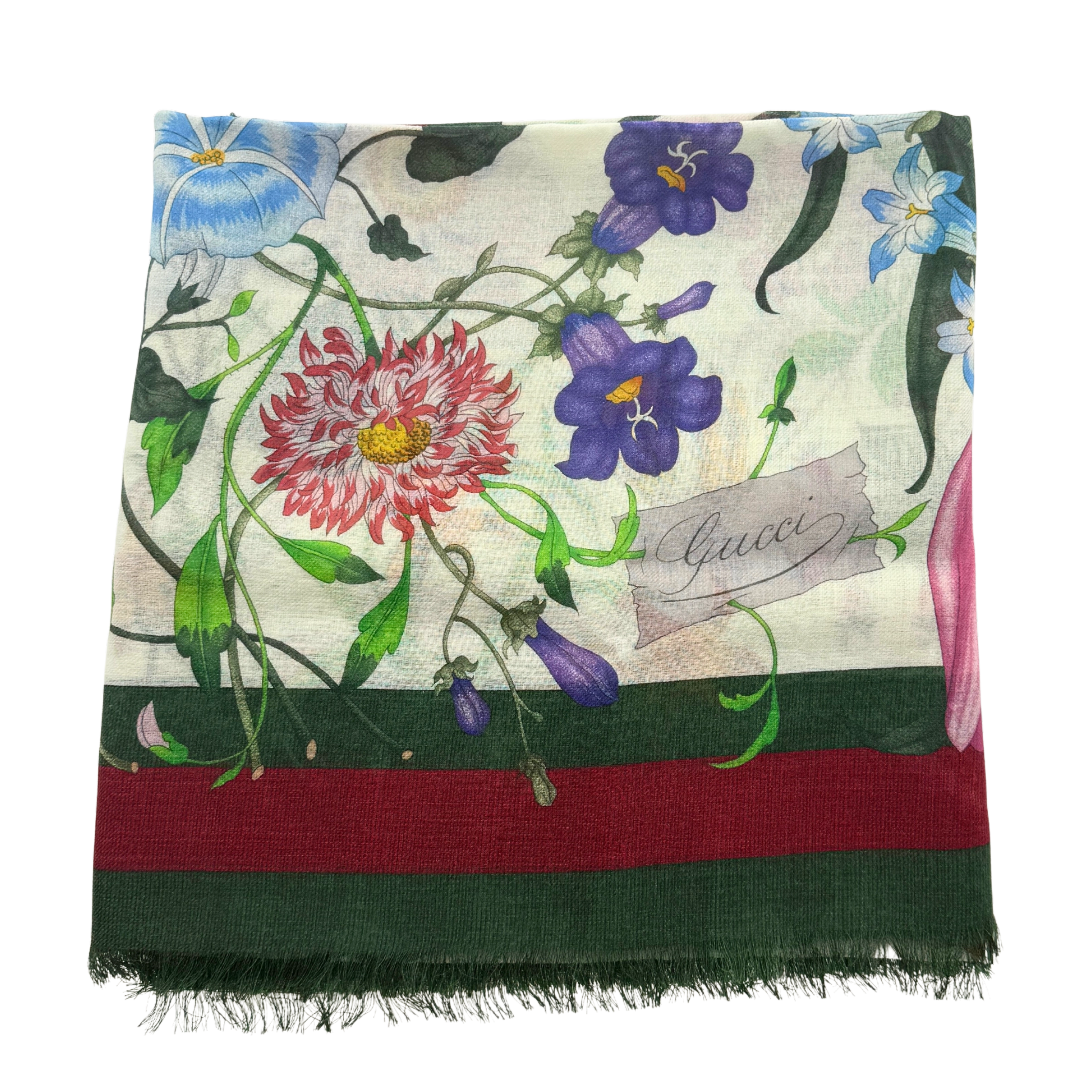 Gucci Vierecktuch mit Flora-Print Bunt / neuwertig Gucci