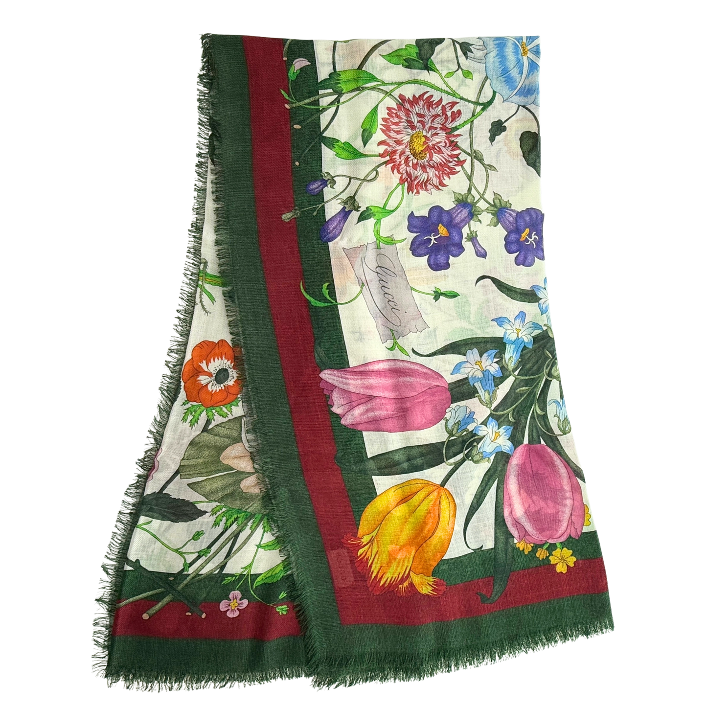 Gucci Vierecktuch mit Flora-Print Bunt / neuwertig Gucci