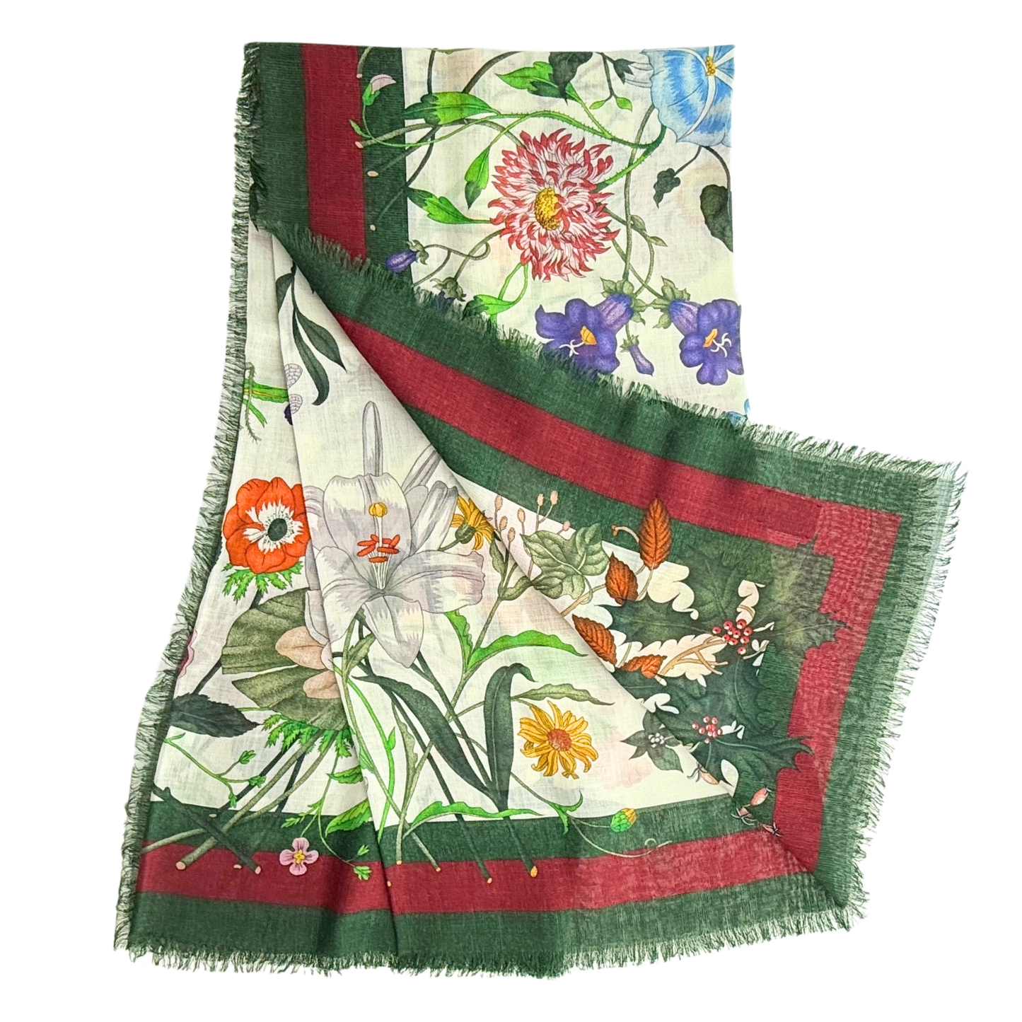 Gucci Vierecktuch mit Flora-Print Bunt / neuwertig Gucci