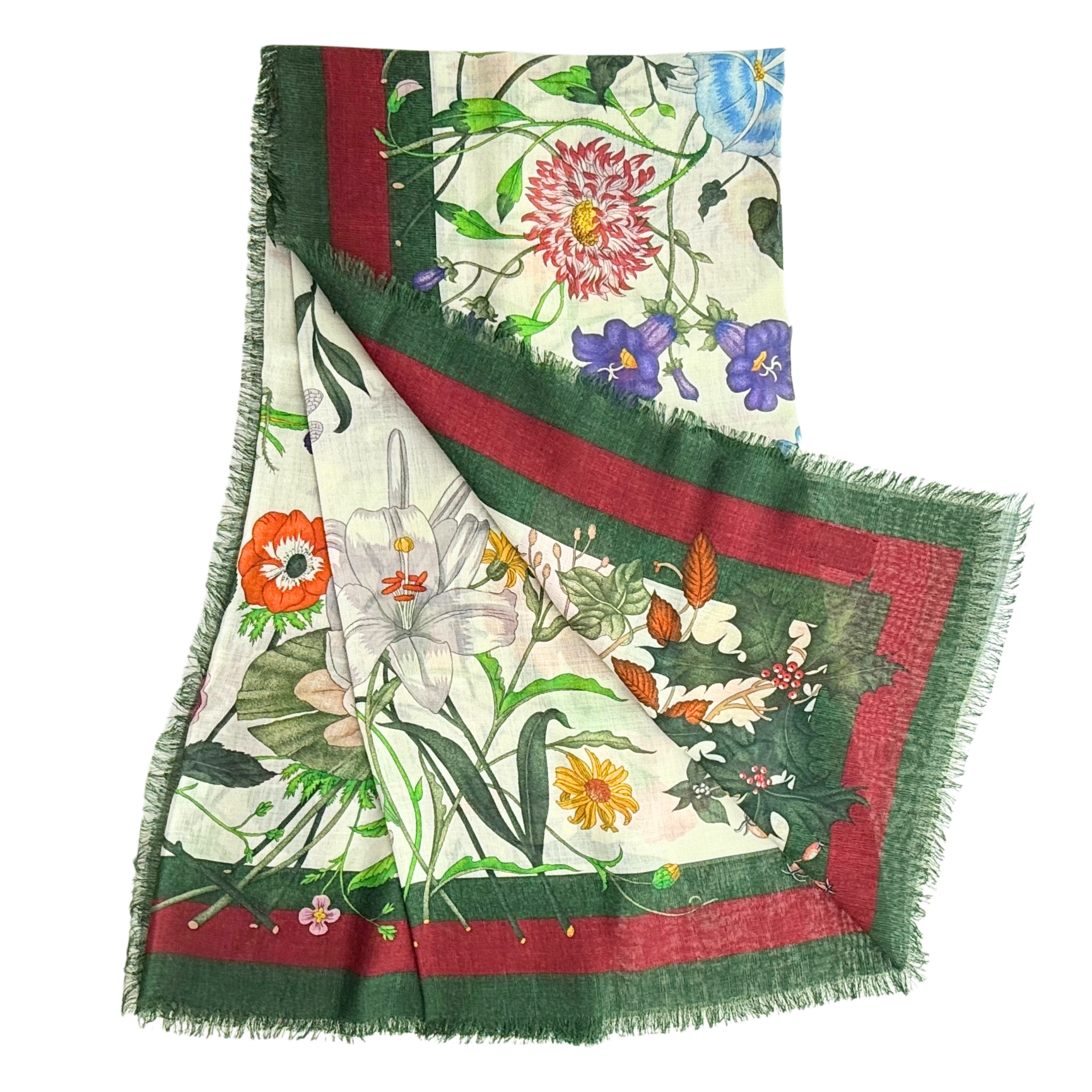 Gucci Vierecktuch mit Flora-Print Bunt / neuwertig Gucci