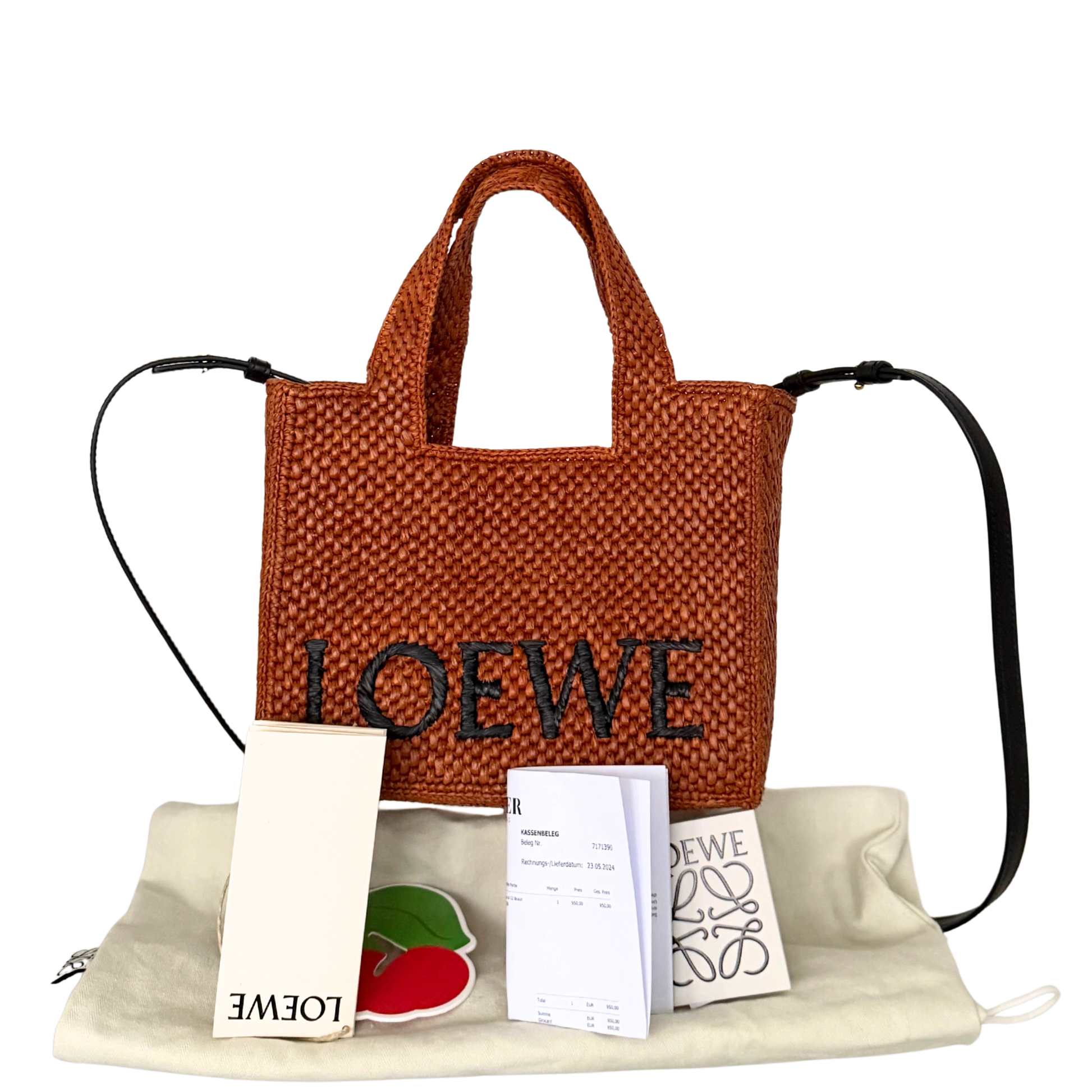 Loewe kleine Font Tote Bag aus Bast Braun / neuwertig Loewe