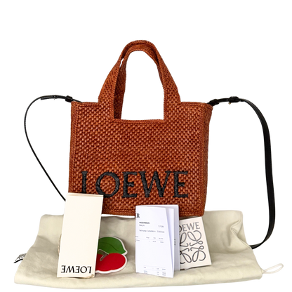 Loewe kleine Font Tote Bag aus Bast Braun / neuwertig Loewe