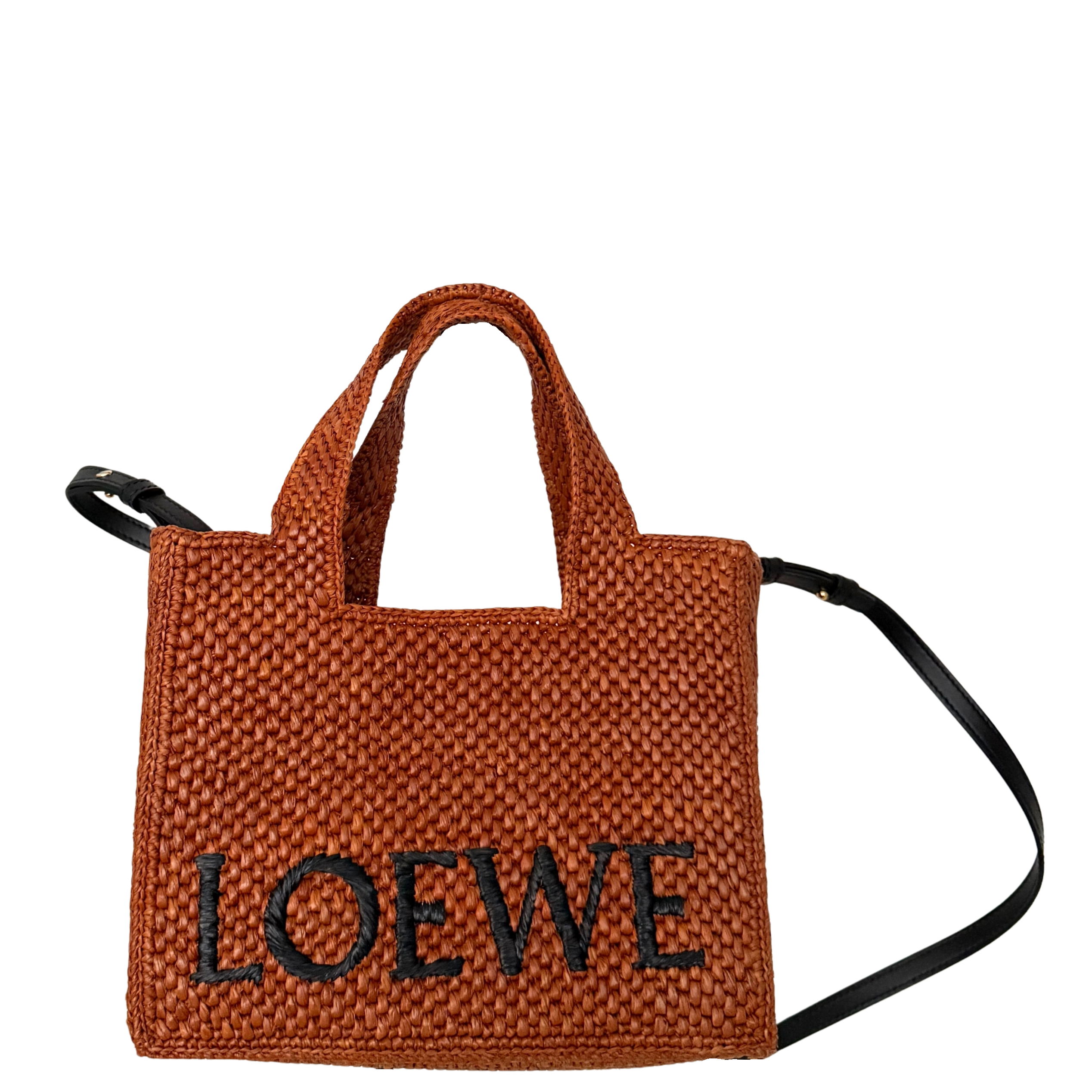 Loewe kleine Font Tote Bag aus Bast Braun / neuwertig Loewe