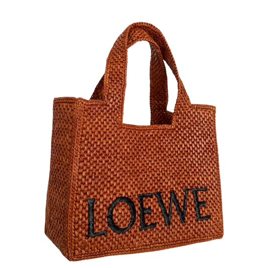 Loewe kleine Font Tote Bag aus Bast Braun / neuwertig Loewe