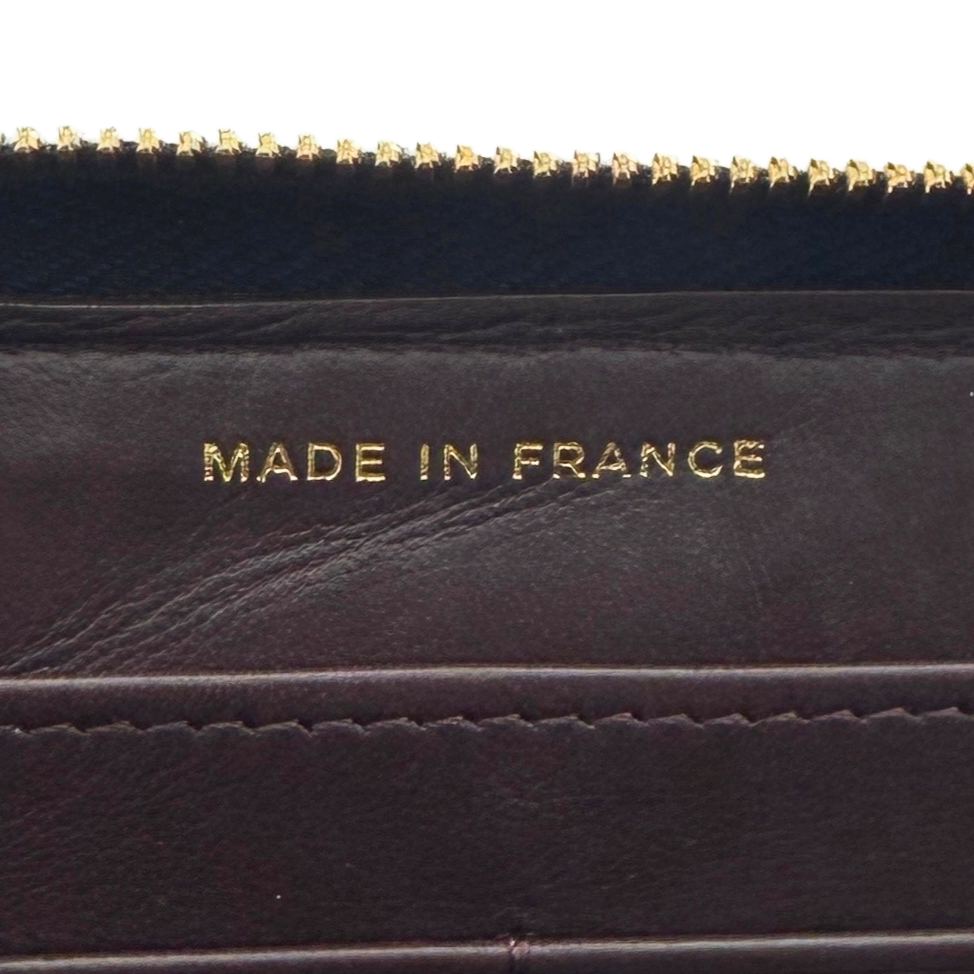 Chanel Gusset Zip Around Geldbörse Kaviarleder Schwarz / gut