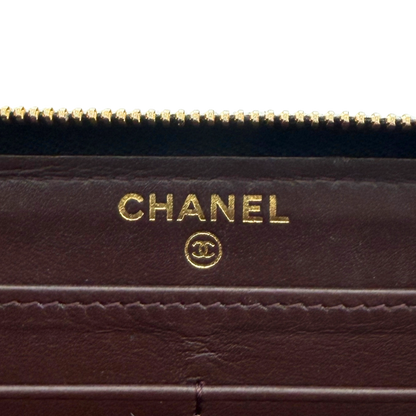 Chanel Gusset Zip Around Geldbörse Kaviarleder Schwarz / gut