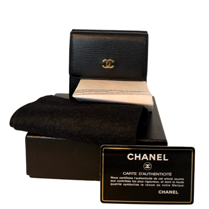 Chanel Coco Mark Tri-Fold Geldbörse Schwarz / neuwertig
