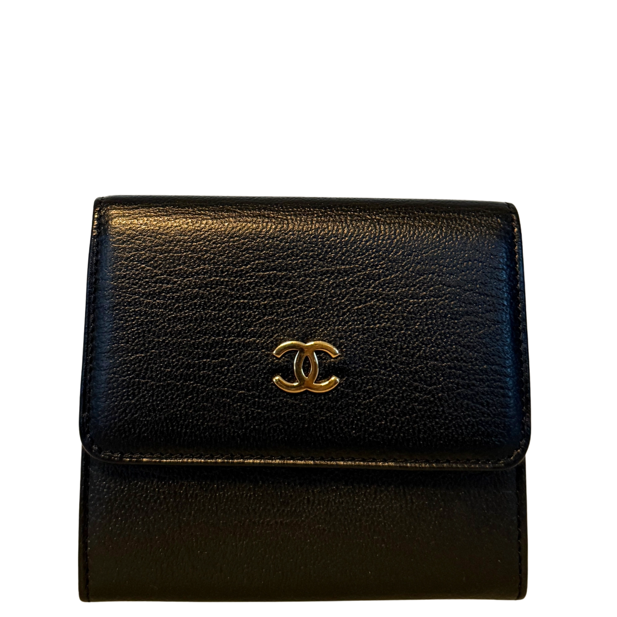 Chanel Coco Mark Tri-Fold Geldbörse Schwarz / neuwertig