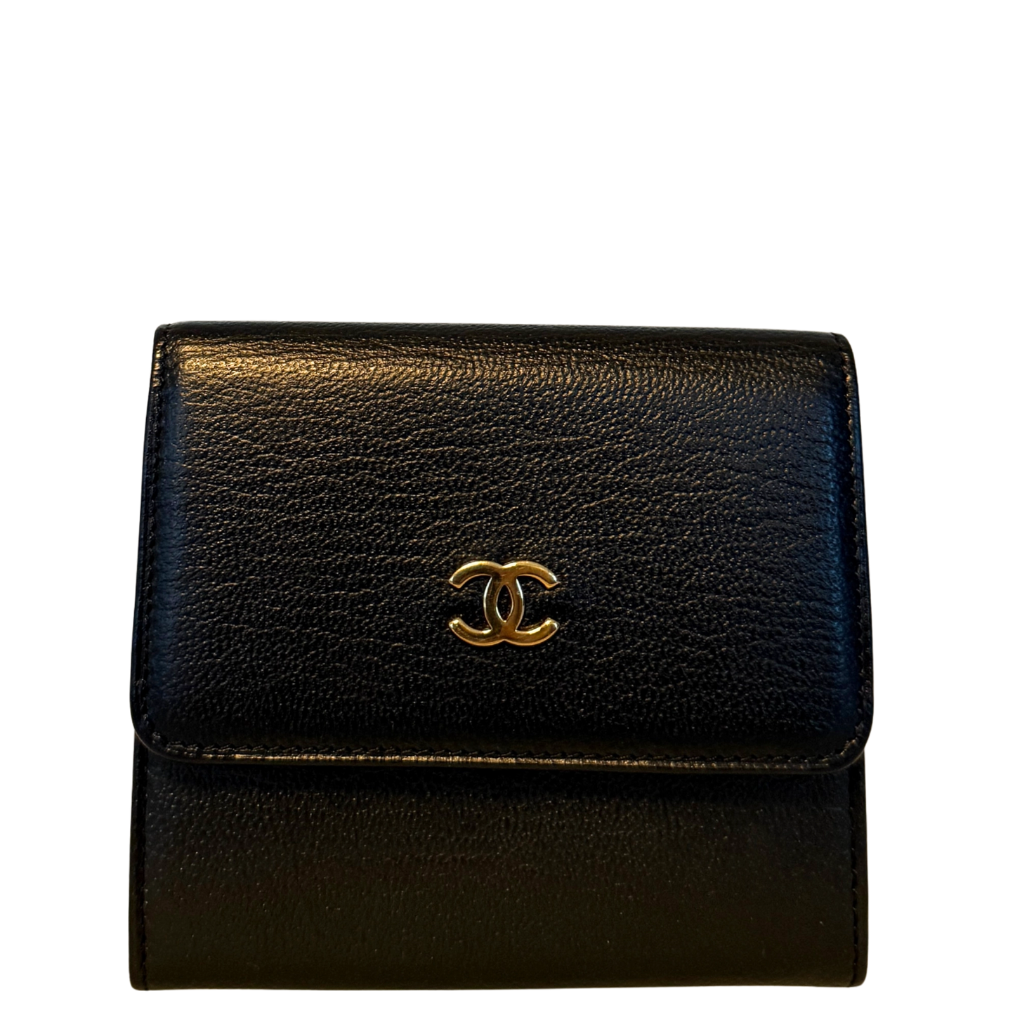 Chanel Coco Mark Tri-Fold Geldbörse Schwarz / neuwertig